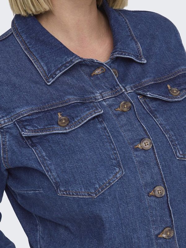 Carpoppy - Jumpsuit - Blauw - Knoopsluiting - Voorzakken - Uitlopende Pijpen