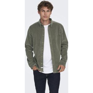 Only & Sons - Overhemd - Zilvergrijs - Corduroy - Lange Mouw
