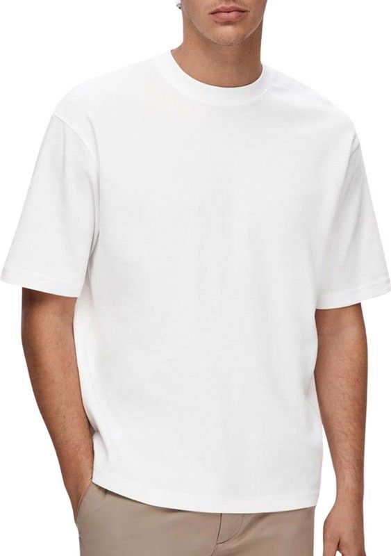 Selected Homme T-shirt Heren Wit Losse Pasvorm Katoen