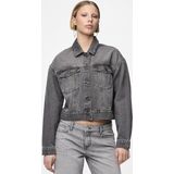 PIECES Pcnynne Denim Jacket Dames Denim Jas (1 stuk), Denim grijs, L