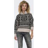 Only Trui Onlfelicia Ls Zip Pullover Knt 15329930 Pumice Stone/w. Black Dames