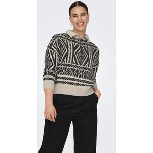Only Trui Onlfelicia Ls Zip Pullover Knt 15329930 Pumice Stone/w. Black Dames