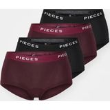 Pieces - Hipster PCLOGO - 4 Pack - Winetasting - Nauwsluitend - Elastische Band
