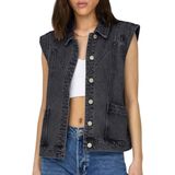 Only Onlkennedy Sl Dnm Waistcoat Bj Noos Dames Denim Top Washed Black