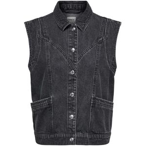 Only Onlkennedy Sl Dnm Waistcoat Bj Noos Dames Denim Top Washed Black