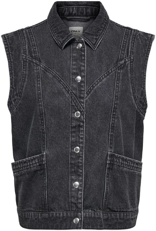 Only Onlkennedy Sl Dnm Waistcoat Bj Noos Dames Denim Top Washed Black