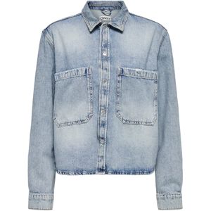 ONLY - Onlcassie Ls Ovs Dnm - T-shirt - Lichtblauw - Katoen - 1 stuk