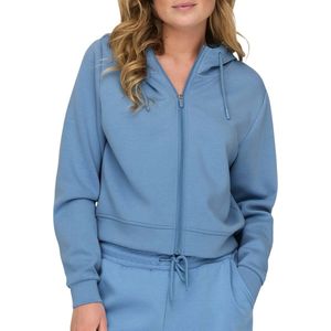 Only Play - Lounge Short Zip Hoodie - Blauw - 80% Polyester, 15% Viscose, 5% Elastaan