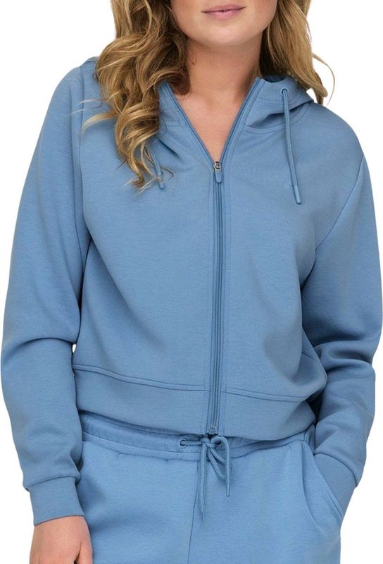 Only Play - Lounge Short Zip Hoodie - Blauw - 80% Polyester, 15% Viscose, 5% Elastaan