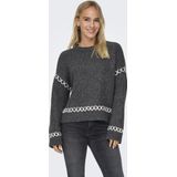 Only - Onlaanda Life Ls O-neck - Gebreide Trui - Donkergrijs