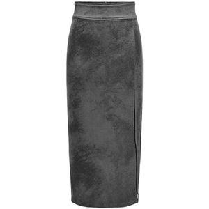 Only - Rok - Grijs - Dames - 100% Nepleer - Met Knopen