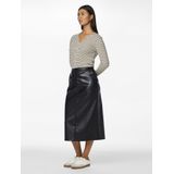 Pieces - Pcneeth Hw Pu Midi Skirt - Zwart - Rok van Synthetisch Leer
