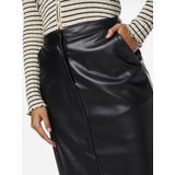 Pieces - Pcneeth Hw Pu Midi Skirt - Zwart - Rok van Synthetisch Leer