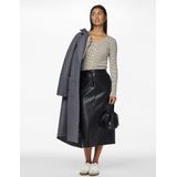 Pieces - Pcneeth Hw Pu Midi Skirt - Zwart - Rok van Synthetisch Leer