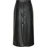 Pieces - Pcneeth Hw Pu Midi Skirt - Zwart - Rok van Synthetisch Leer