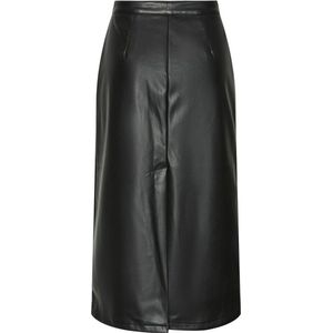 Pieces - Pcneeth Hw Pu Midi Skirt - Zwart - Rok van Synthetisch Leer