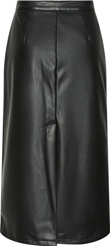 Pieces - Pcneeth Hw Pu Midi Skirt - Zwart - Rok van Synthetisch Leer