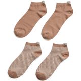 Pieces - Enkelsokken - Beige/Goudkleur en Zwart - 2 Paar