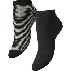 Pieces - Enkelsokken - Beige/Goudkleur en Zwart - 2 Paar