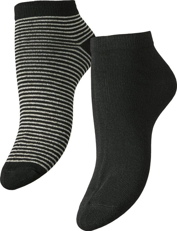 Pieces - Enkelsokken - Beige/Goudkleur en Zwart - 2 Paar