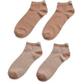 Pieces - DSS17140773 - Enkelsokken - Oranje - 2-Pak Katoen met Glitter en Streep