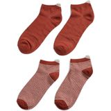 Pieces - DSS17140773 - Enkelsokken - Oranje - 2-Pak Katoen met Glitter en Streep