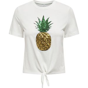 Cloud Dancer - Pailletten Top - Katoen - Ronde Hals - Korte Mouwen