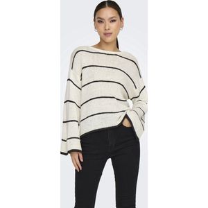 Only Trui Onlgeena 7/8 Stripe O-neck Knt 15321477 Cloud Dancer/black Dames