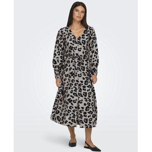 Jacqueline De Yong - Midi-Jurk - Grijs - 88% Viscose 12% Nylon