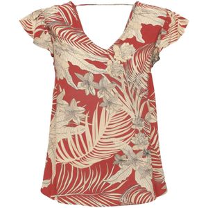 ONLY Dames Onlpalina Life Ss V-hals Top Ptm Korte Mouw Blouse, rood, S