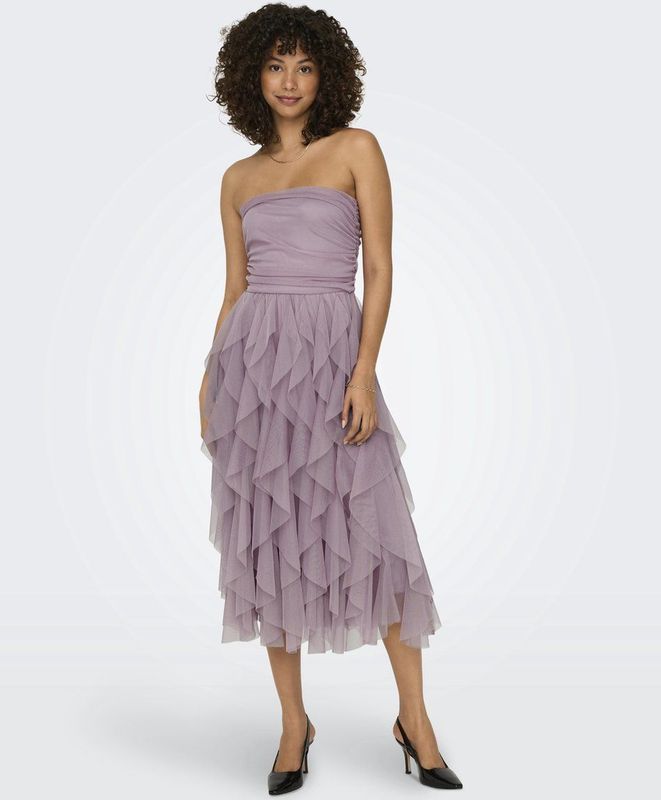 ONLY - ONLSKY - Cocktailjurk - Purper - Strapless/off-shoulder