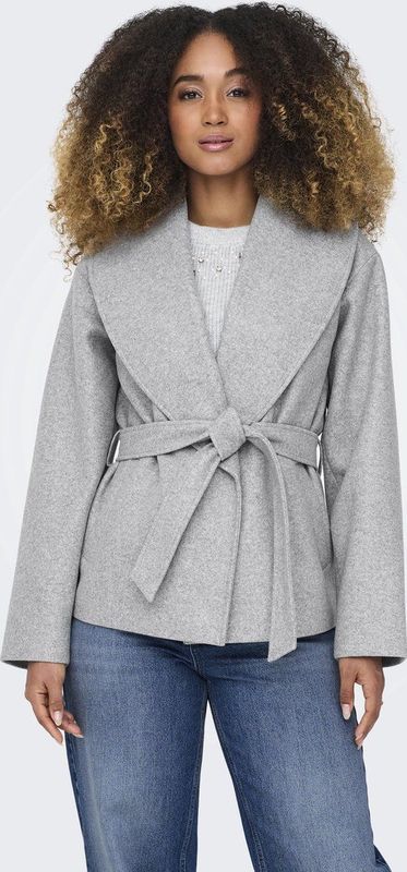 Only Jas Onlaugusta Life Short Coat Otw Noos 15314352 Light Grey Melange Dames