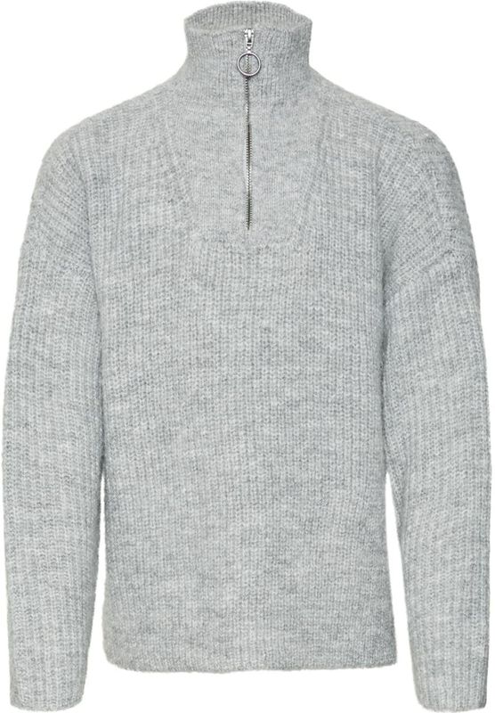 VERO MODA - Gebreide Pullover - Grijs - Hoge Hals - Lange Mouwen