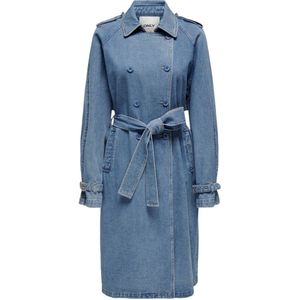 ONLY - Denim Trenchcoat - Blauw - 100% Katoen