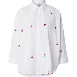 ONLY - ONLNEW LINA GRACE LS EMB SHIRT NOOS - Dames - Blouse - Blauw - Katoen