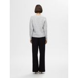 Selected Femme Lulu New LS Knit V Neck Light Grey