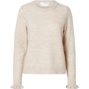 Gebreide Trui - Ronde Hals - Lange Mouwen - Geribbelde Tailleband