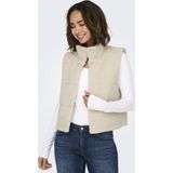 Ony - Onsandra - Teddy Gilet - Beige - Mouwloos - Hoge Nek