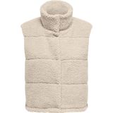 Ony - Onsandra - Teddy Gilet - Beige - Mouwloos - Hoge Nek