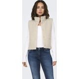 Ony - Onsandra - Teddy Gilet - Beige - Mouwloos - Hoge Nek