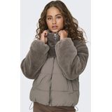 Korte Gewatteerde Jas - Dames - Imitatiebont - Winterjassen