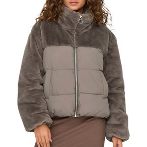 Korte Gewatteerde Jas - Dames - Imitatiebont - Winterjassen