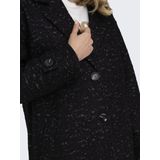 ONLY - Halflange Jas - Zwart - Polyester - Reverskraag - Knoopsluiting