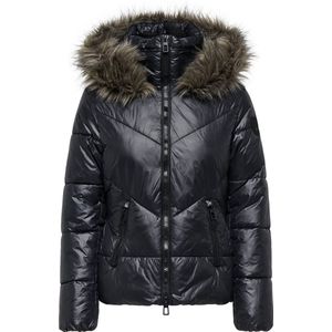 Winterjassen - Black - Imitatiebont Capuchon - Ritszakken