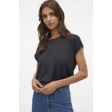 Vero Moda - T-shirt - Zwart/Zilver - Katoen