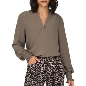 ONLY - ONLMETTE - Blouse - Chocoladebruin - Lange Mouwen - Normale Pasvorm