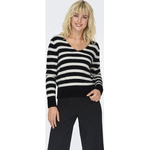 Zwart Gestreept Breigoed Met V-Hals