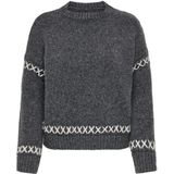 ONLY - ONLAmanda - Trui - Donkergrijs/Wit - Gerecycled Materiaal