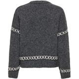 ONLY - ONLAmanda - Trui - Donkergrijs/Wit - Gerecycled Materiaal