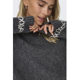 Only Trui Onlamanda Life Ls O-neck Detail Cc 15330089 Dark Grey Melan/cloud Dancer Dames